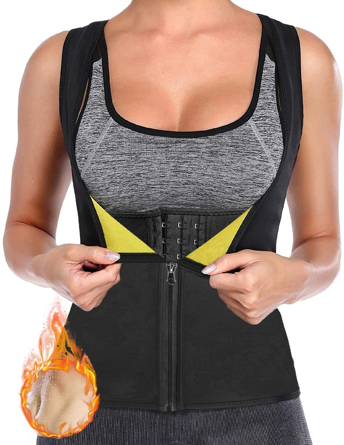 Women Sweat Sauna Vest Neoprene Waist Trainer Fat Burner Body Shaper Weight  Loss